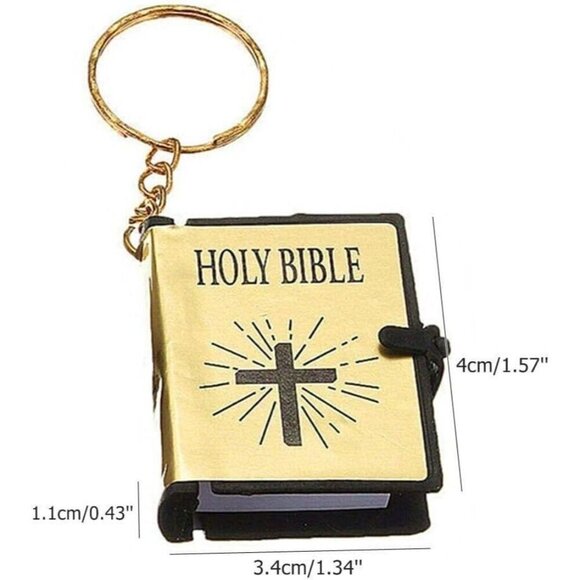 Mini Gold Holy Bible Keychain English Religious Miniature Paper Jesus -NEW - Picture 1 of 1